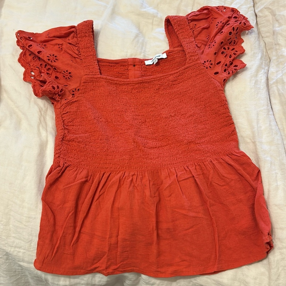 Madewell Peplum Reddish/Orange Top